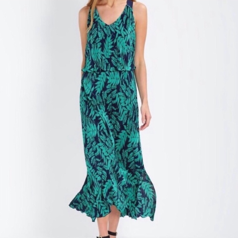 Banana Republic Green Maxi Tropical Racerback
